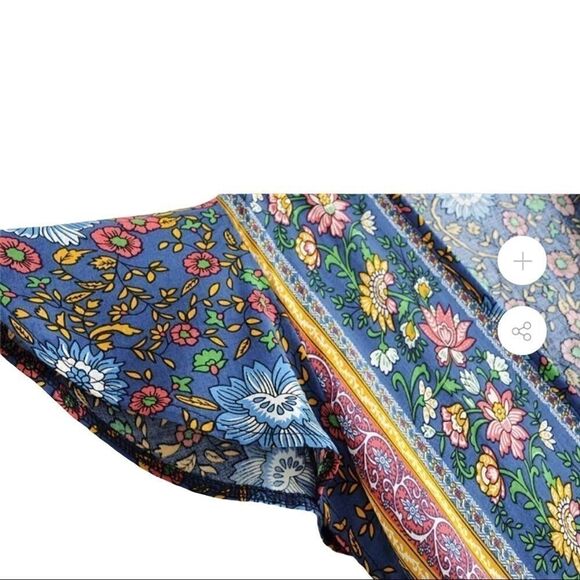 Bohemian Floral Tribal Print Maxi Dress Blue - Picture 7 of 9